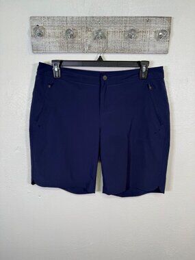 Title Nine Rogue 9''Shorts Blue Mid Rise Quick Dry Zipper Pockets Women's 12